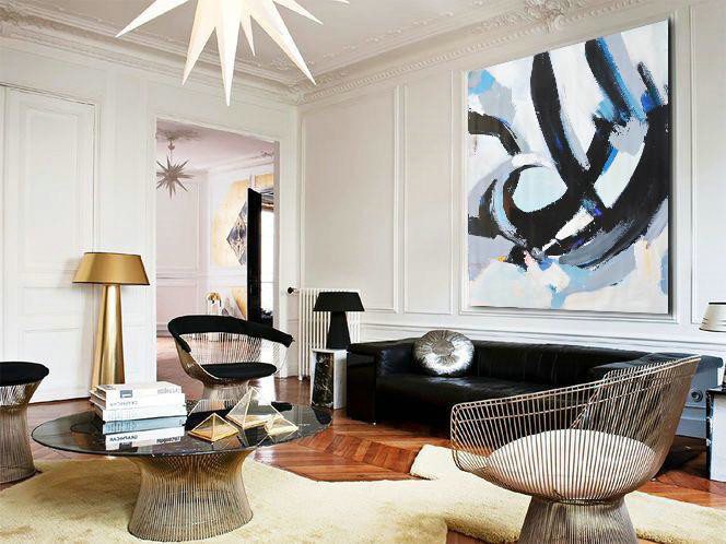 Large Abstract Art Handmade Oil Painting,Oversized Palette Knife Painting Contemporary Art On Canvas,Large Living Room Decor,White,Black,Gray.etc
